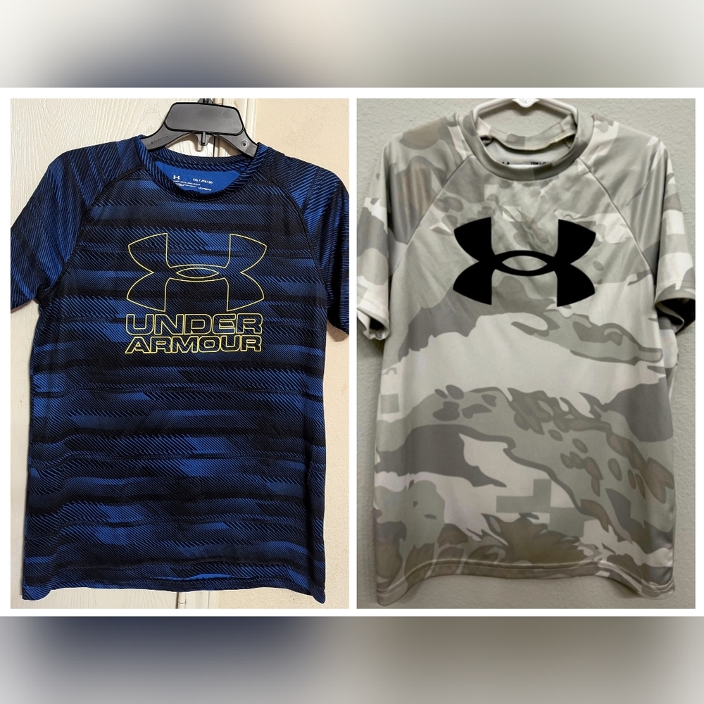 Under Armour Heatgear Boys' Big Logo 2PCS Tees Lot Size YXL Used Excellent